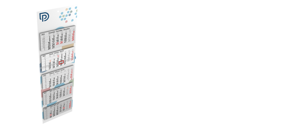 5-Monatskalender Mehrblock auf Chromosulfatkarton (5 separate Kalendarien bestehend aus je 12 Blatt)